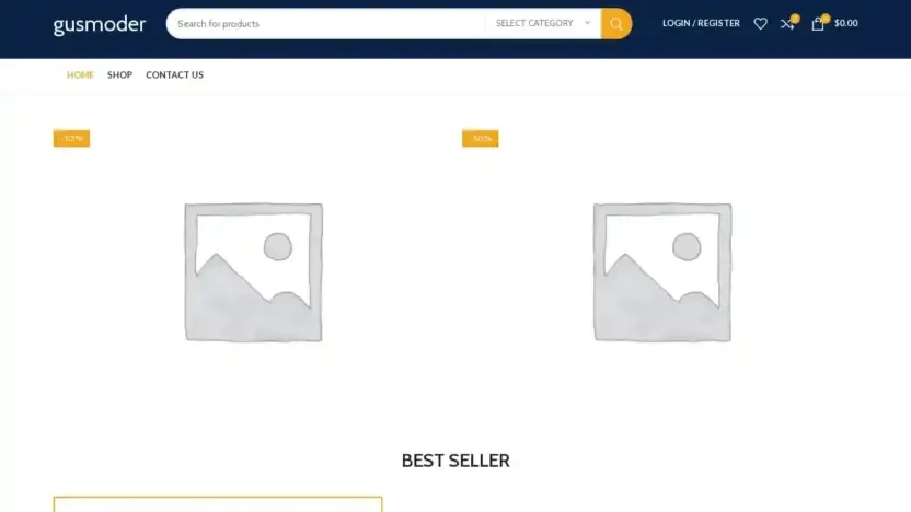 Screenshot of Non-Delivery scam website Gusmoderhbrrn.shop
