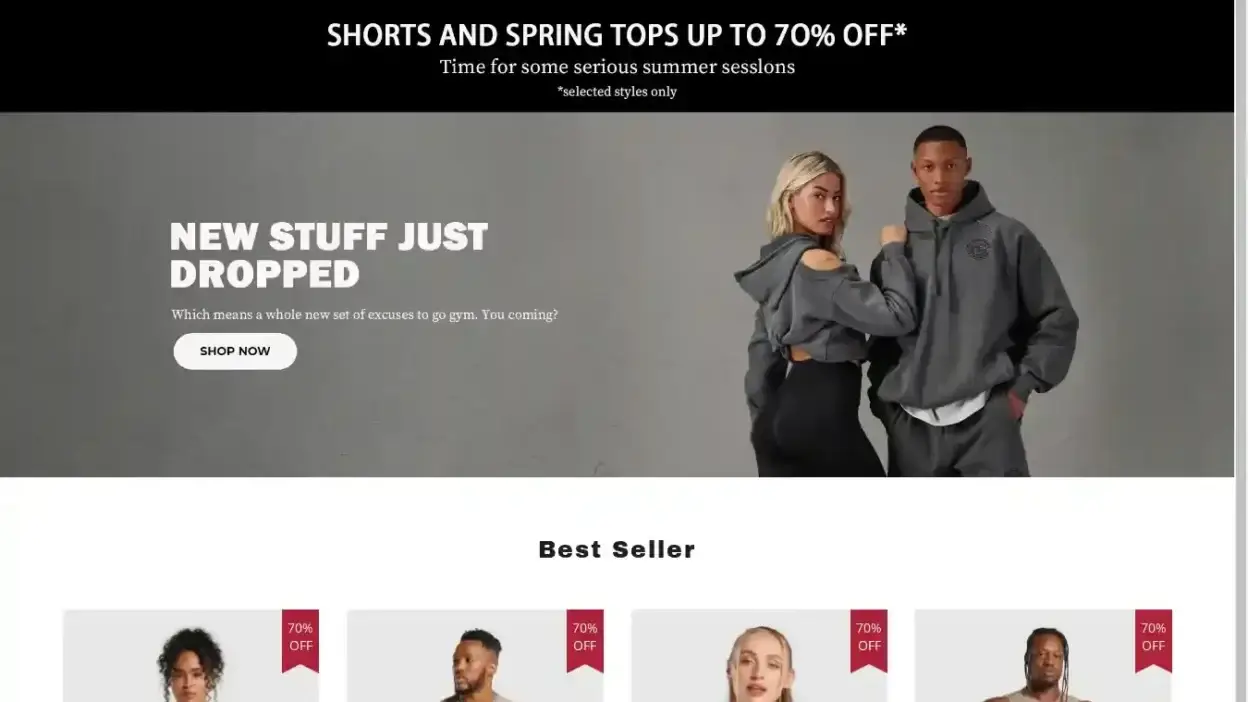 Screenshot of Non-Delivery scam website Gymsharks-us.com