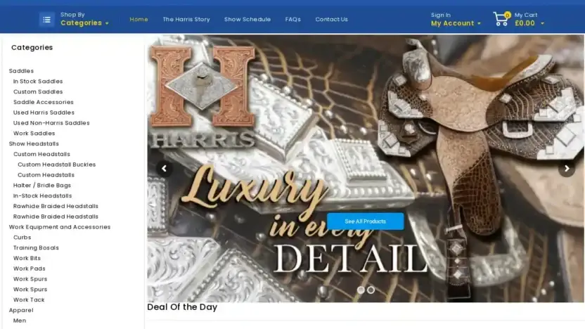 Screenshot of Non-Delivery scam website Harristopqualitysaddles.com