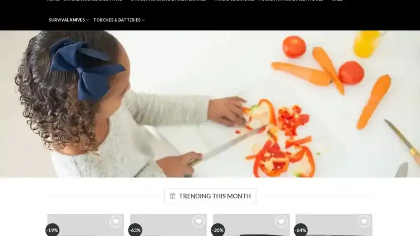 Screenshot of Non-Delivery scam website Heavenknives.com