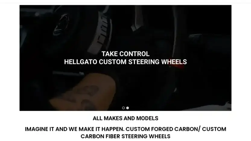 Screenshot of Automobile scam website Hellgatocustomsteeringwheels.com