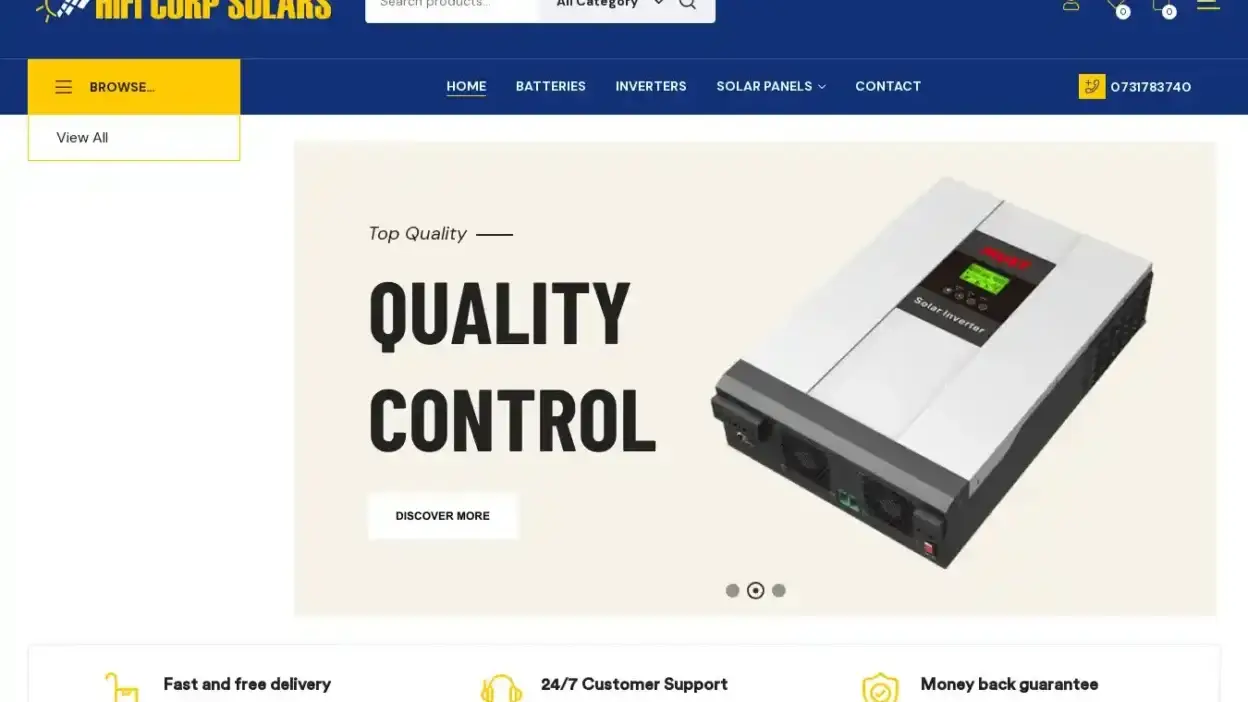 Screenshot of Non-Delivery scam website Hificorpsolars.com