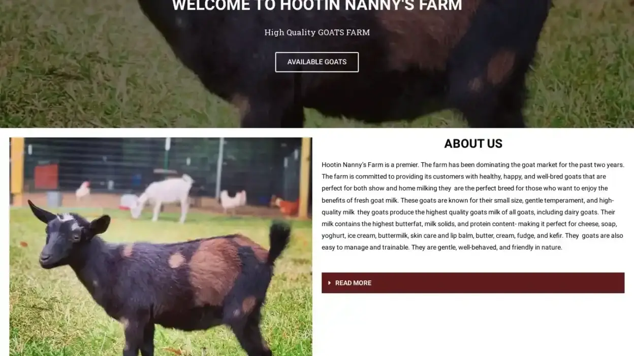 Screenshot of Non-Delivery scam website Hootinnannysfarm.online