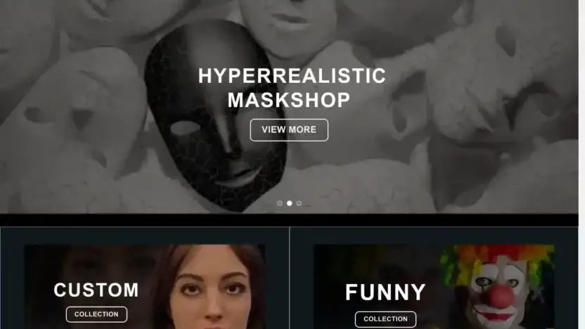 Screenshot of Non-Delivery scam website Hyperrealisticmaskshop.com