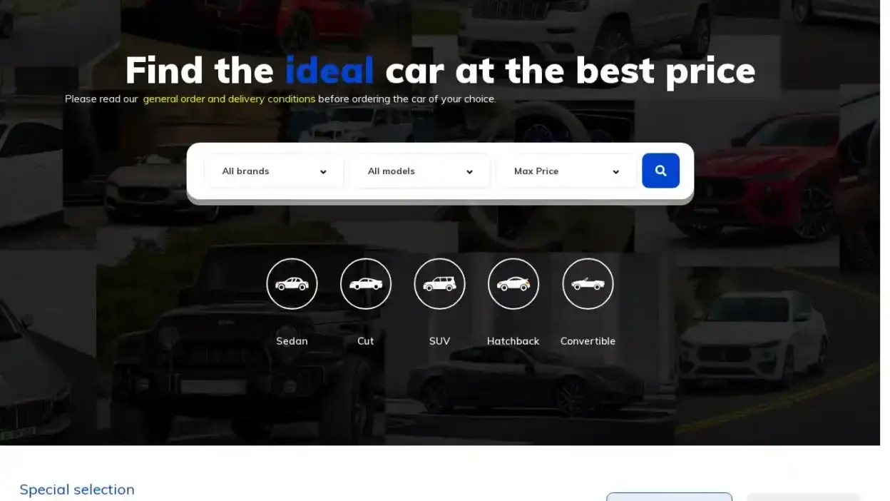 Screenshot of Non-Delivery scam website Idealcarshop.com