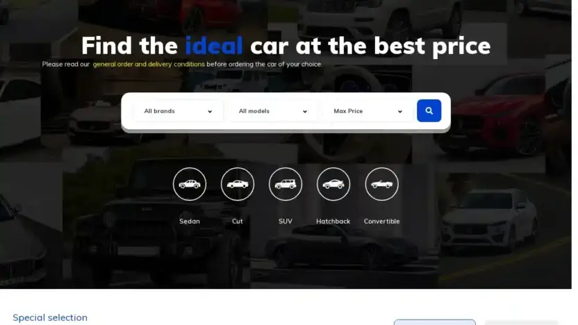 Screenshot of Non-Delivery scam website Idealcarshop.com