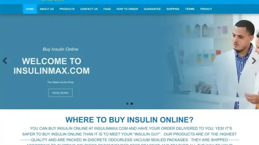 Screenshot of Non-Delivery scam website Insulinmax.com