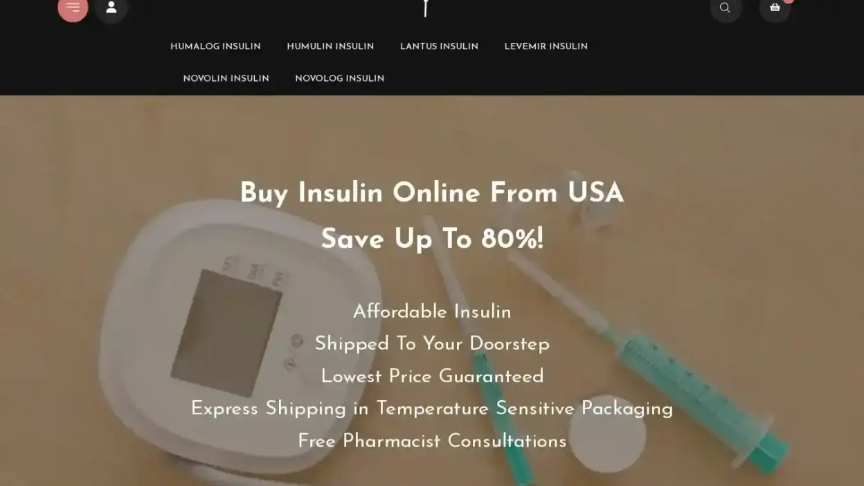 Screenshot of Medical scam website Insulinonlinestore.com