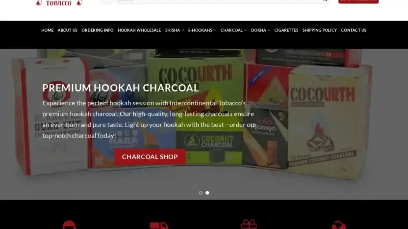Screenshot of Non-Delivery scam website Intercontinentaltobacco.com