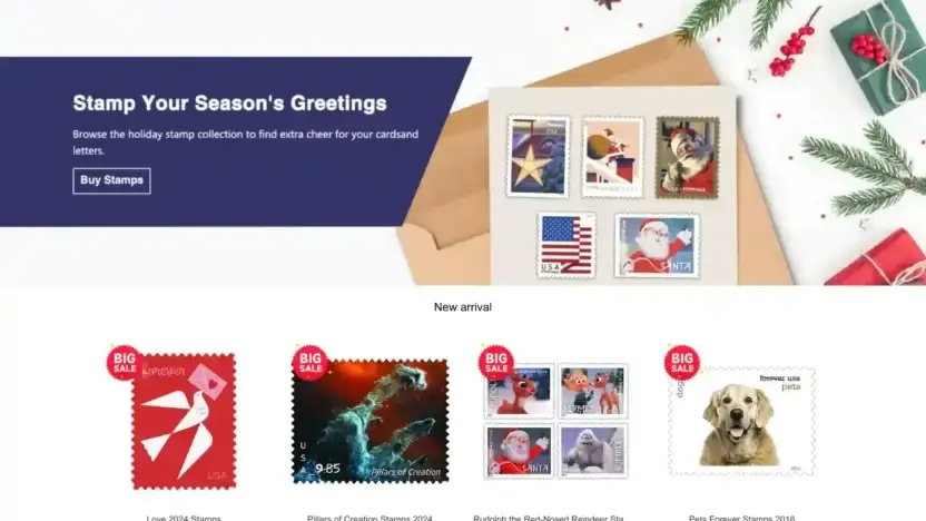 Screenshot of Non-Delivery scam website Internstamps.com