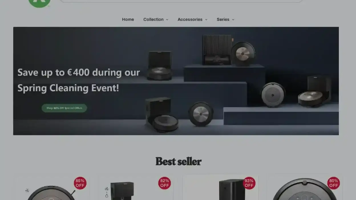 Screenshot of Non-Delivery scam website Irobot-eu.shop