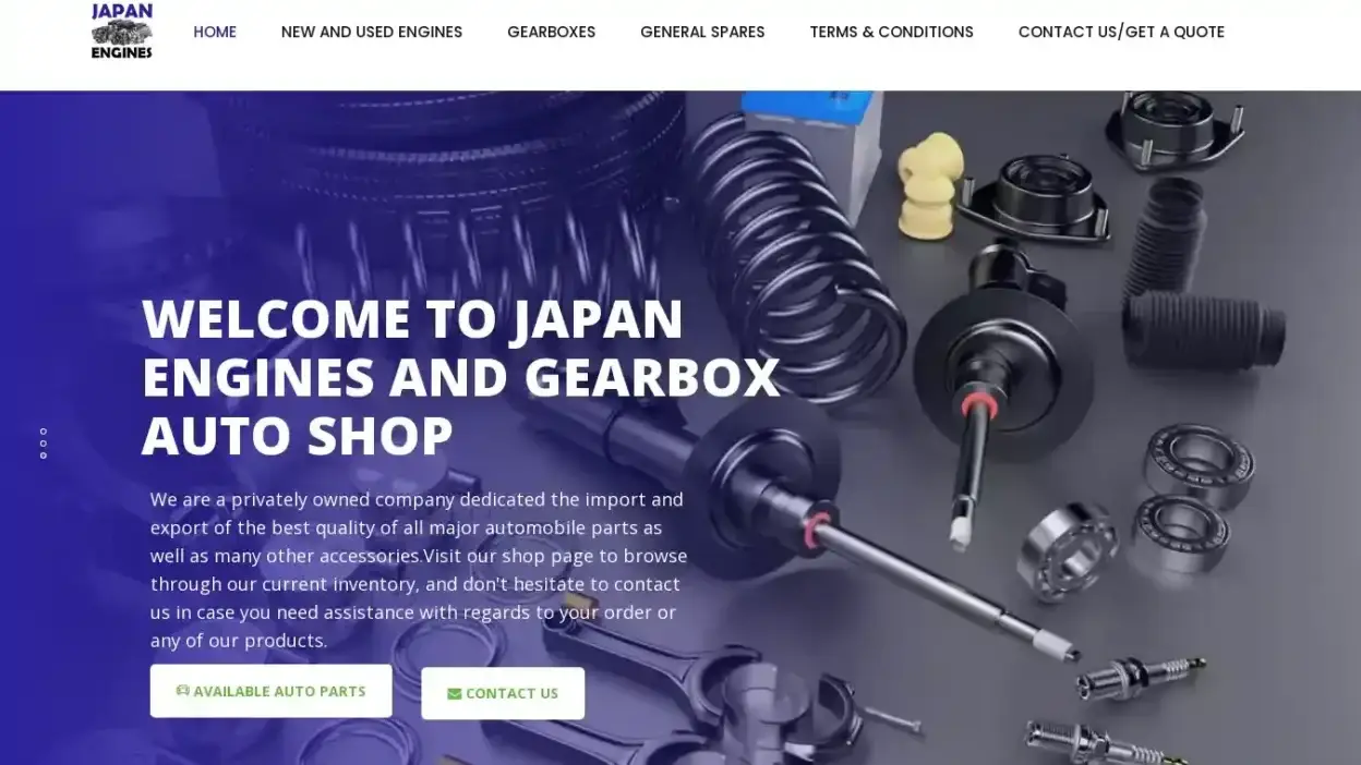 Screenshot of Non-Delivery scam website Japanengineandgearboxauto.com