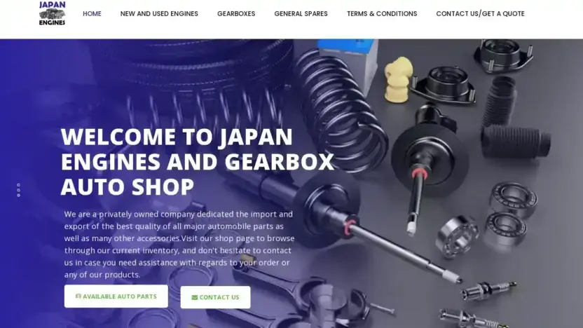 Screenshot of Non-Delivery scam website Japanengineandgearboxauto.com