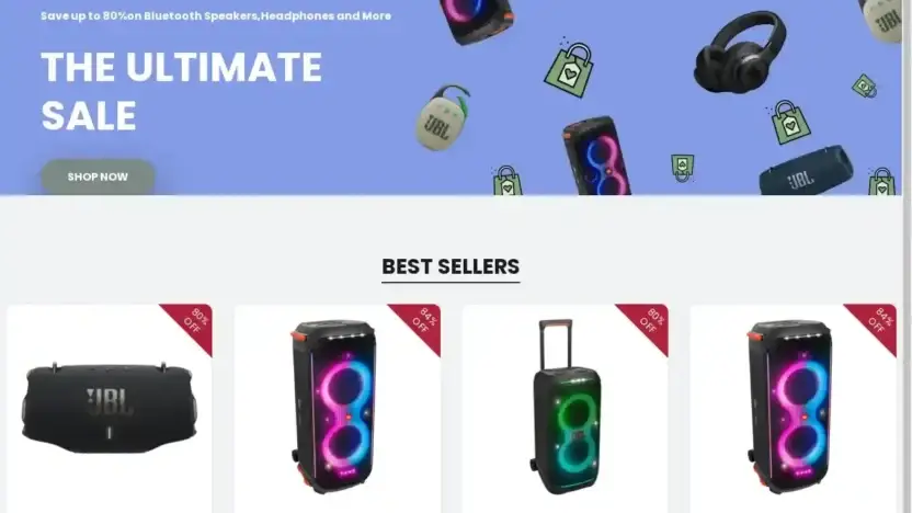 Screenshot of Non-Delivery scam website Jblaudiovip-eu.com