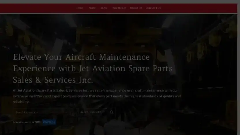 Screenshot of Non-Delivery scam website Jetaviationspareparts.com