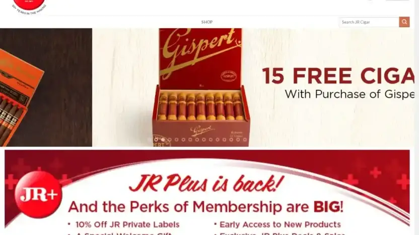 Screenshot of Non-Delivery scam website Jjrcigars.com