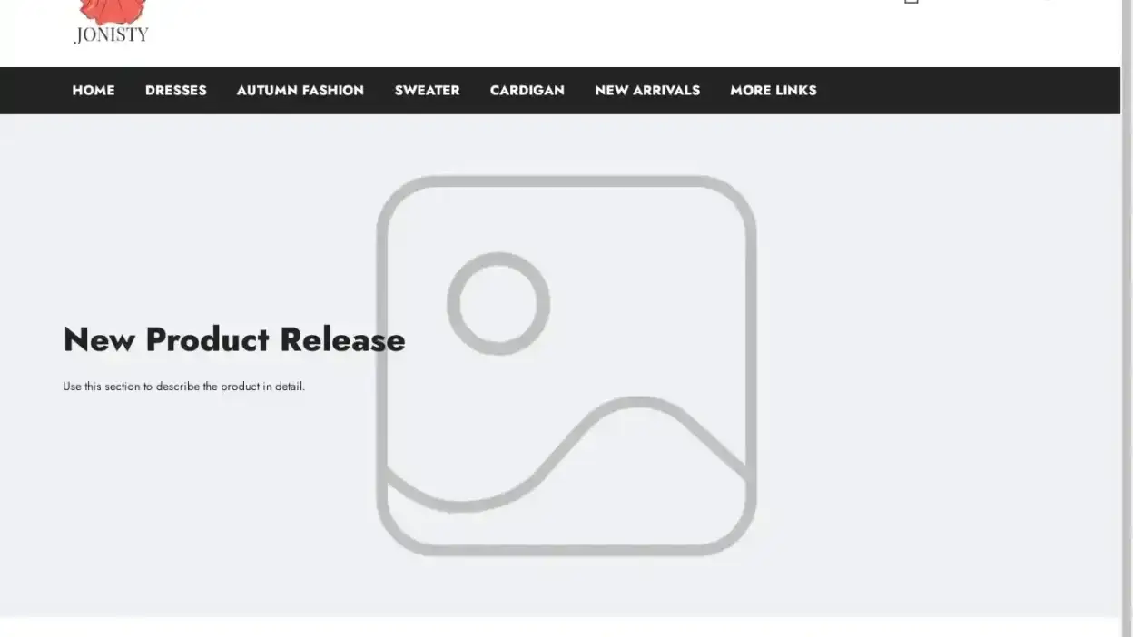 Screenshot of Non-Delivery scam website Jonisty.com