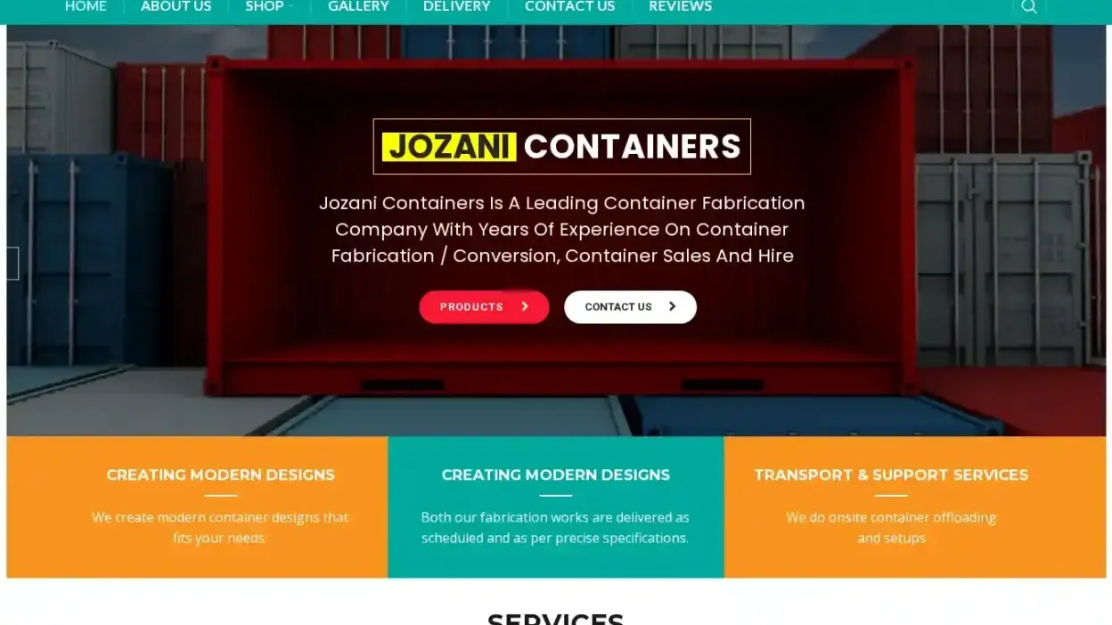 Screenshot of Container scam website Jozagrp.com