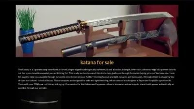 Screenshot of Non-Delivery scam website Katanaswordsforsale.com