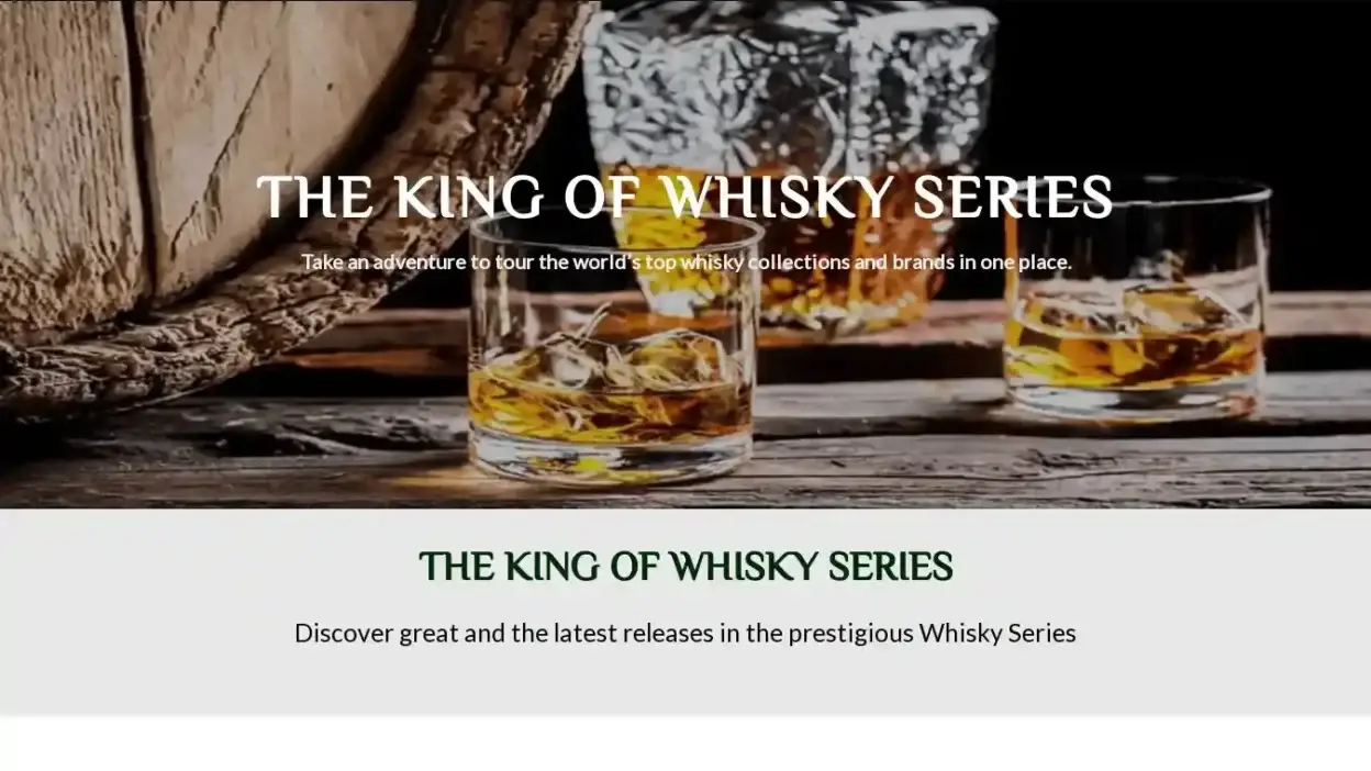 Screenshot of Whisky scam website Kingofwhiskeyseries.com