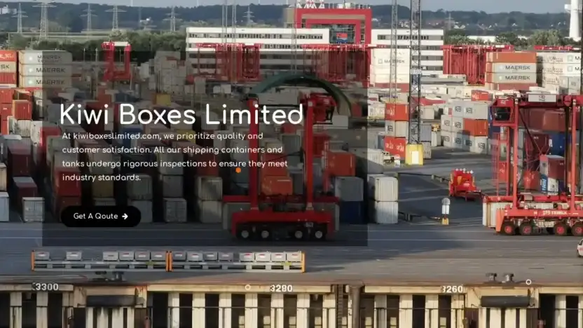 Screenshot of Container scam website Kiwiboxeslimited.com
