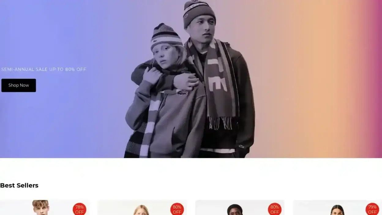 Screenshot of Non-Delivery scam website Lacostevipstore.shop