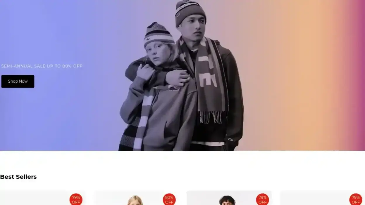 Screenshot of Fashion scam website Lacostevvip.shop