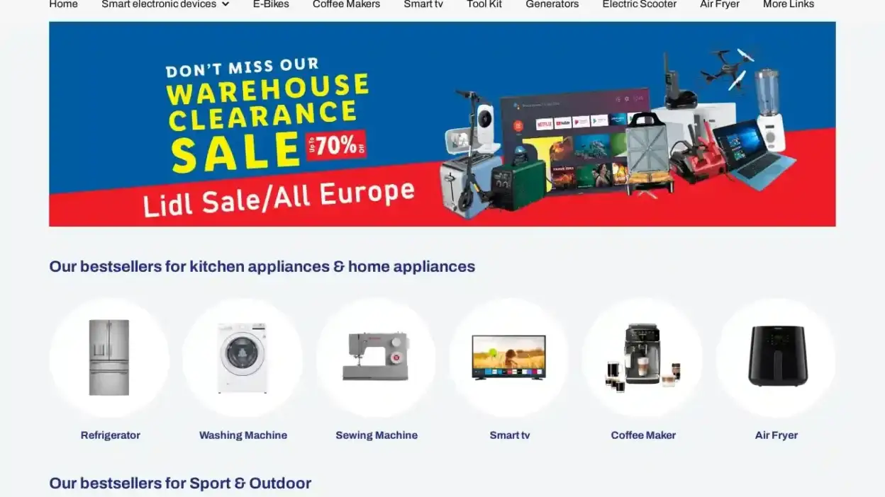 Screenshot of Non-Delivery scam website Lidleuzshop.com