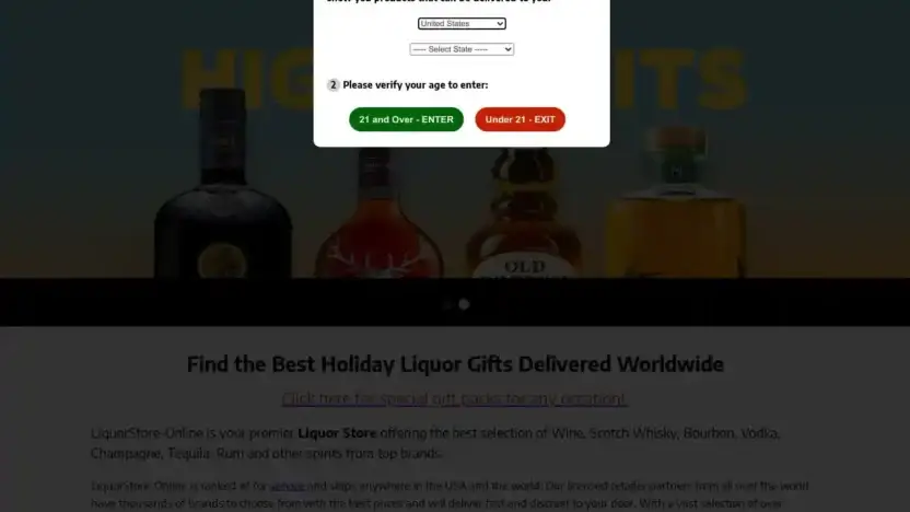 Screenshot of Whisky scam website Liquorstore-online.com