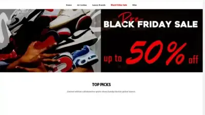 Screenshot of Non-Delivery scam website Luckysneaker.com