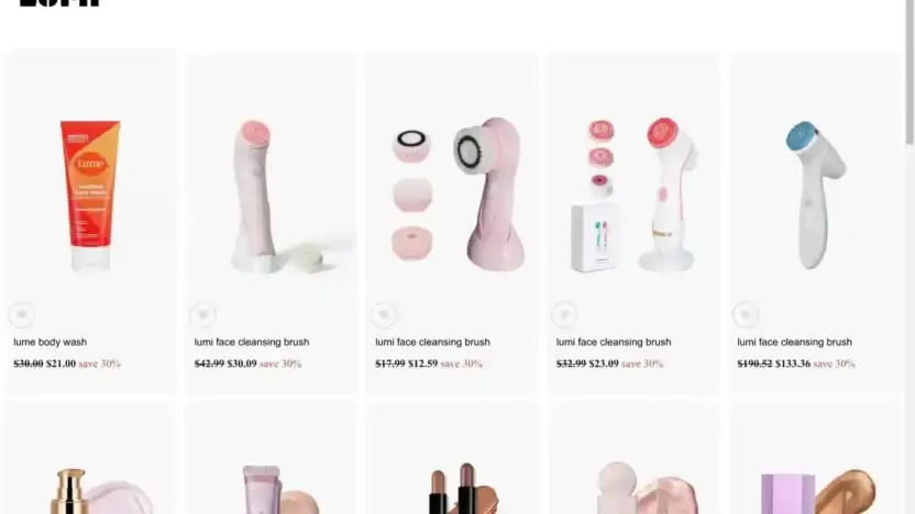 Screenshot of Non-Delivery scam website Lumibeautyessentials.shop