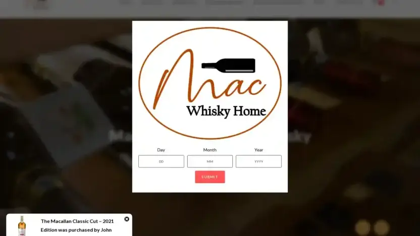 Screenshot of Whisky scam website Macwhiskyhome.com