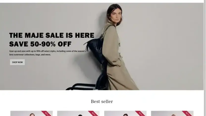 Screenshot of Non-Delivery scam website Majeshow.shop