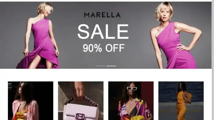 Screenshot of Non-Delivery scam website Marellasaleit.shop