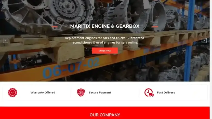 Screenshot of Non-Delivery scam website Maritixengineandgearbox.com