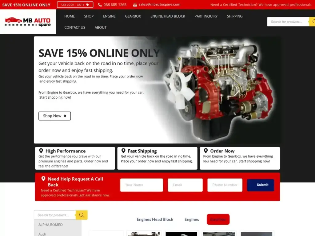 mbautospare-com Alternative Text