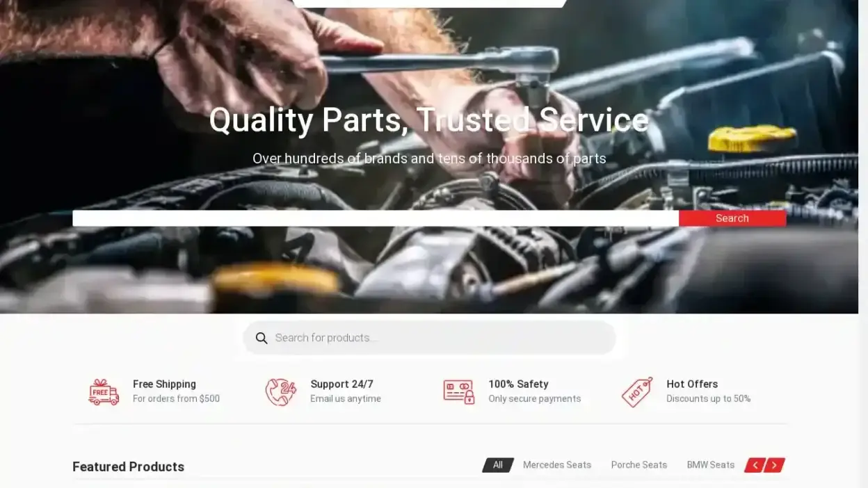 Screenshot of Non-Delivery scam website Megacarsupplies.com