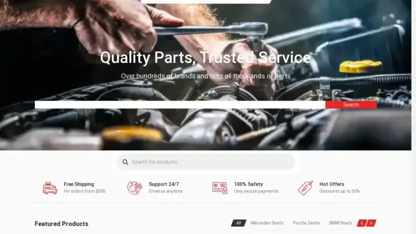 Screenshot of Non-Delivery scam website Megacarsupplies.com