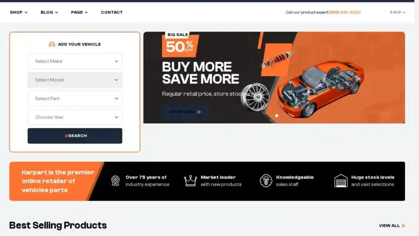 Screenshot of Automobile scam website Milperraautospares.com