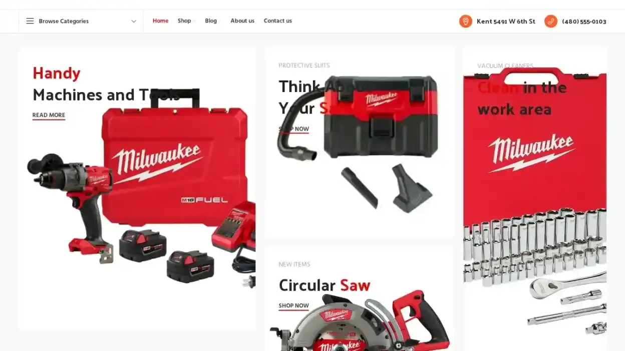 Screenshot of Non-Delivery scam website Milwaukeetoolsforsalenearme.com