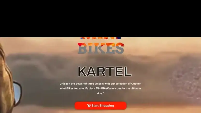 Screenshot of Automobile scam website Minibikekartel.com
