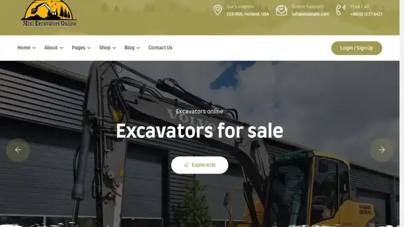Screenshot of Non-Delivery scam website Miniexcavatoronline.com