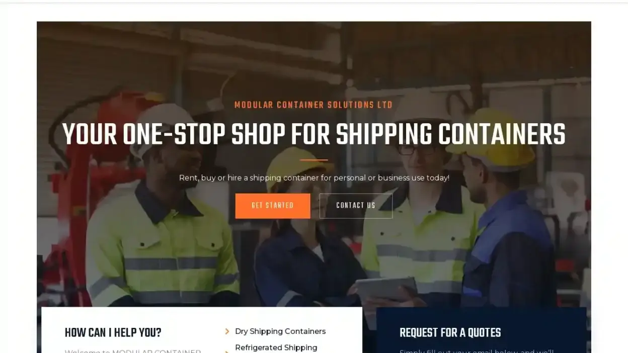 Screenshot of Container scam website Modularcontainersolutions.com
