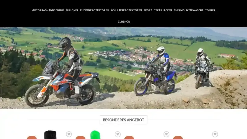 Screenshot of Non-Delivery scam website Motorradzeitlos.com