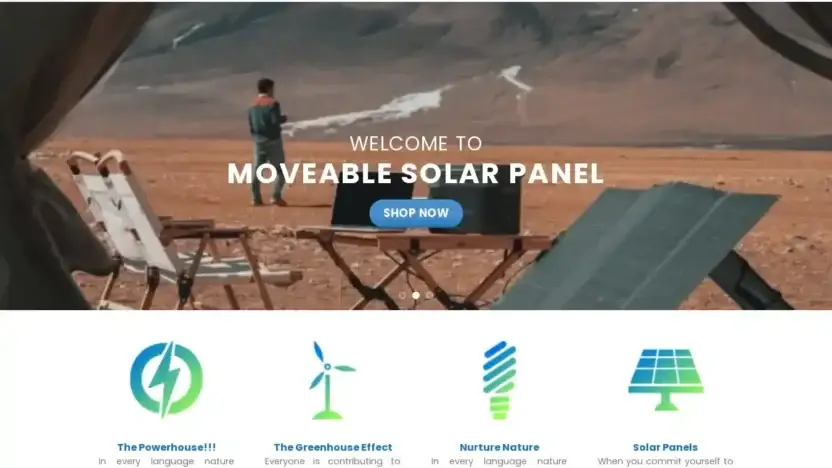 Screenshot of Non-Delivery scam website Moveablesolarpanel.com