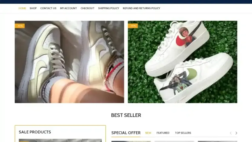 Screenshot of Non-Delivery scam website Mrskicks.shop