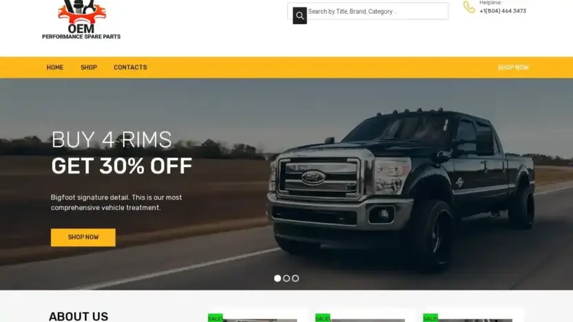Screenshot of Automobile scam website Oemperformancespareparts.com