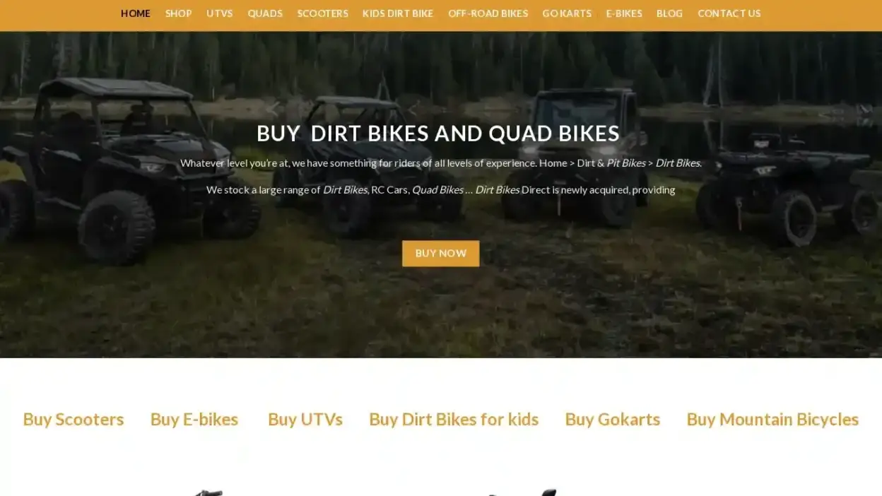 Screenshot of Automobile scam website Off-roadbikes.com