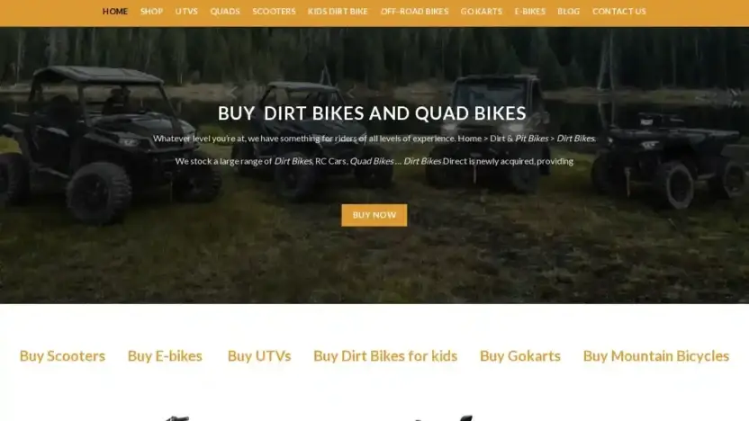 Screenshot of Automobile scam website Off-roadbikes.com