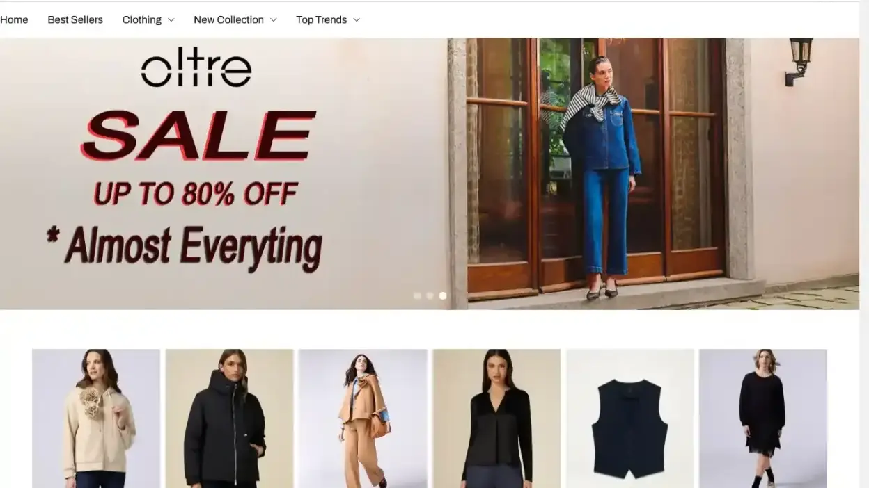 Screenshot of Non-Delivery scam website Oltreofficial.shop